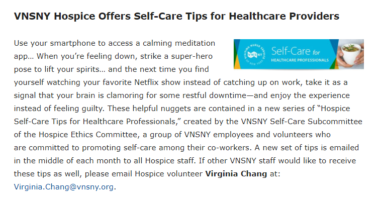 A screenshot of an article about hospice care.